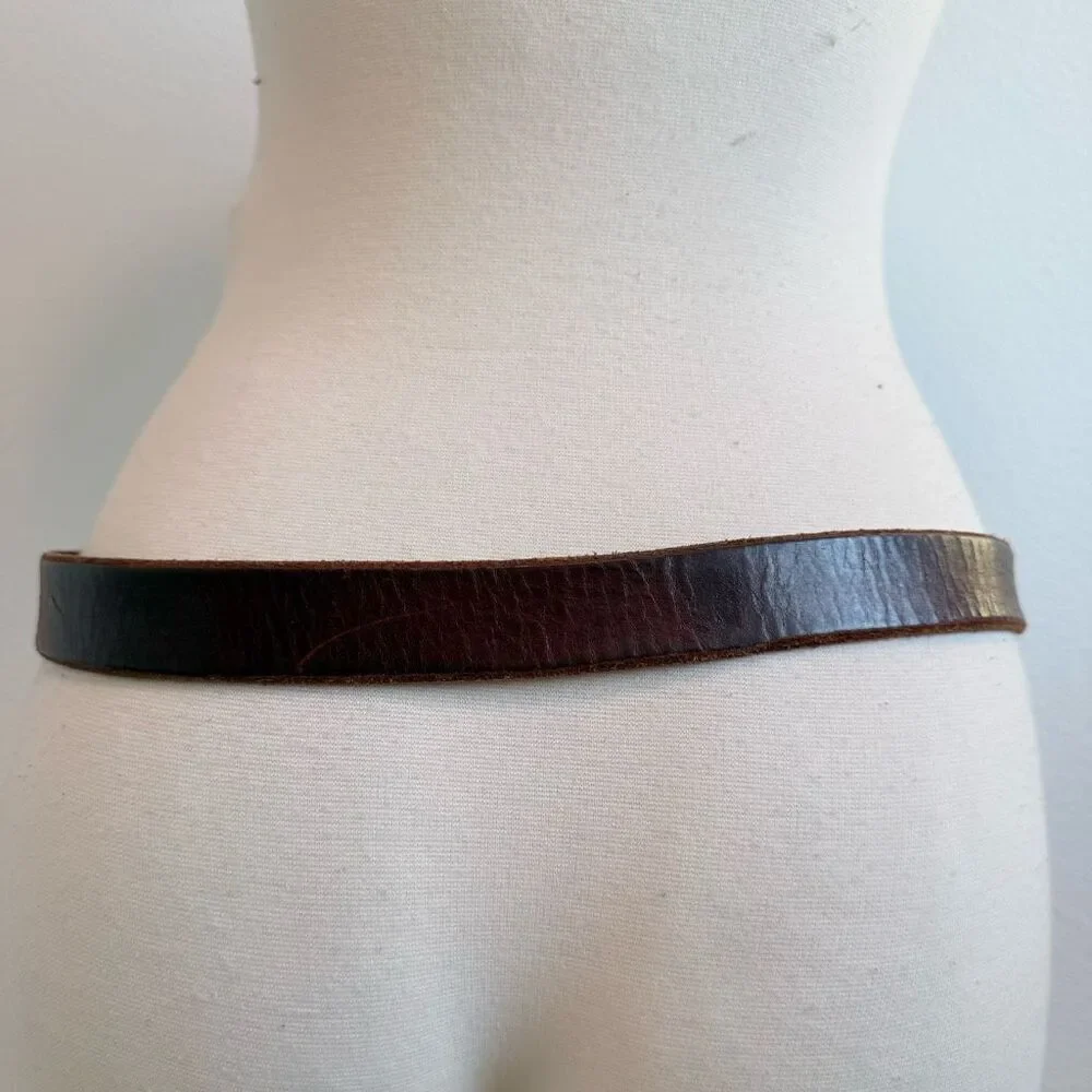 Vintage Brown Concho Western Cowboy Belt Large 33” Leather Southwestern Bull